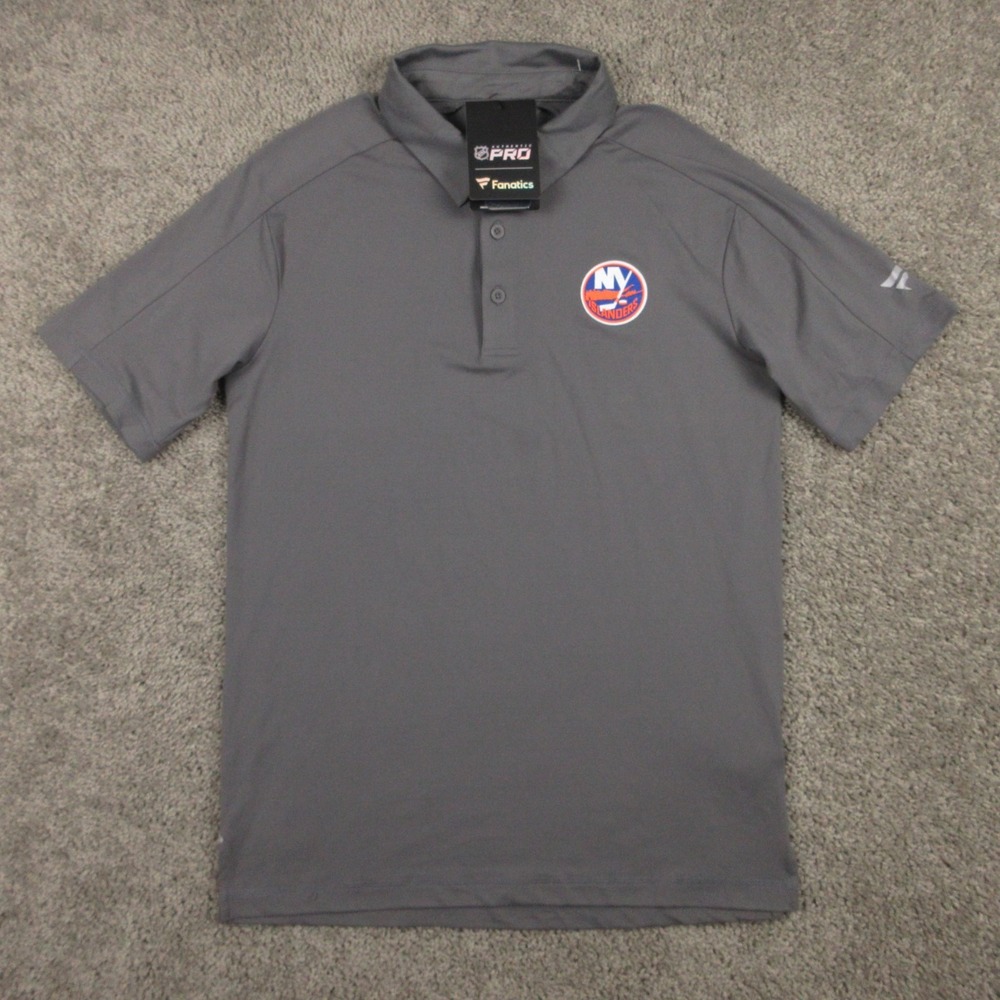 New York Islanders Polo Shirt Mens Medium Gray Fanatics Performance Golf Hockey